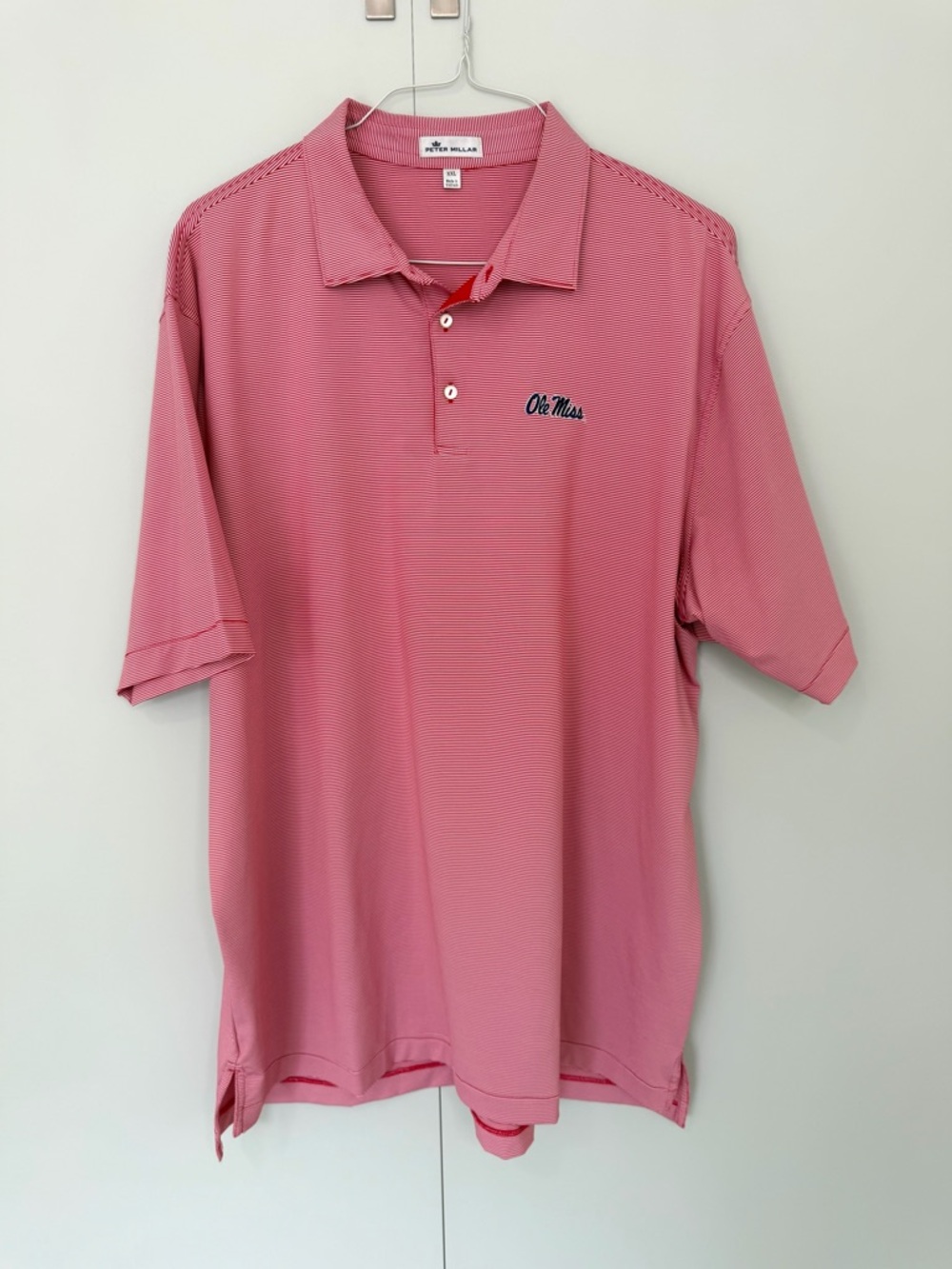 PETER MILLAR Ole Miss Jubilee Stripe Performance Polo in Red MEOCEK11S - Picture 2 of 9